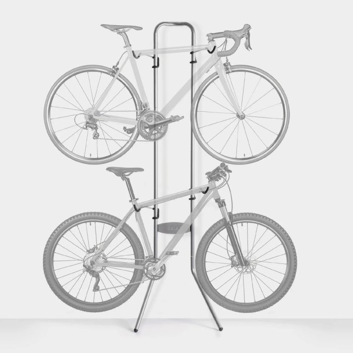 Delta Two Bike Gravity Stand Wall Rack, Silver, 2 Bikes