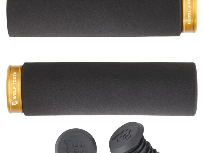 Wolf Tooth Components Lock-On Fat Paw Grip Set, Black/Gold