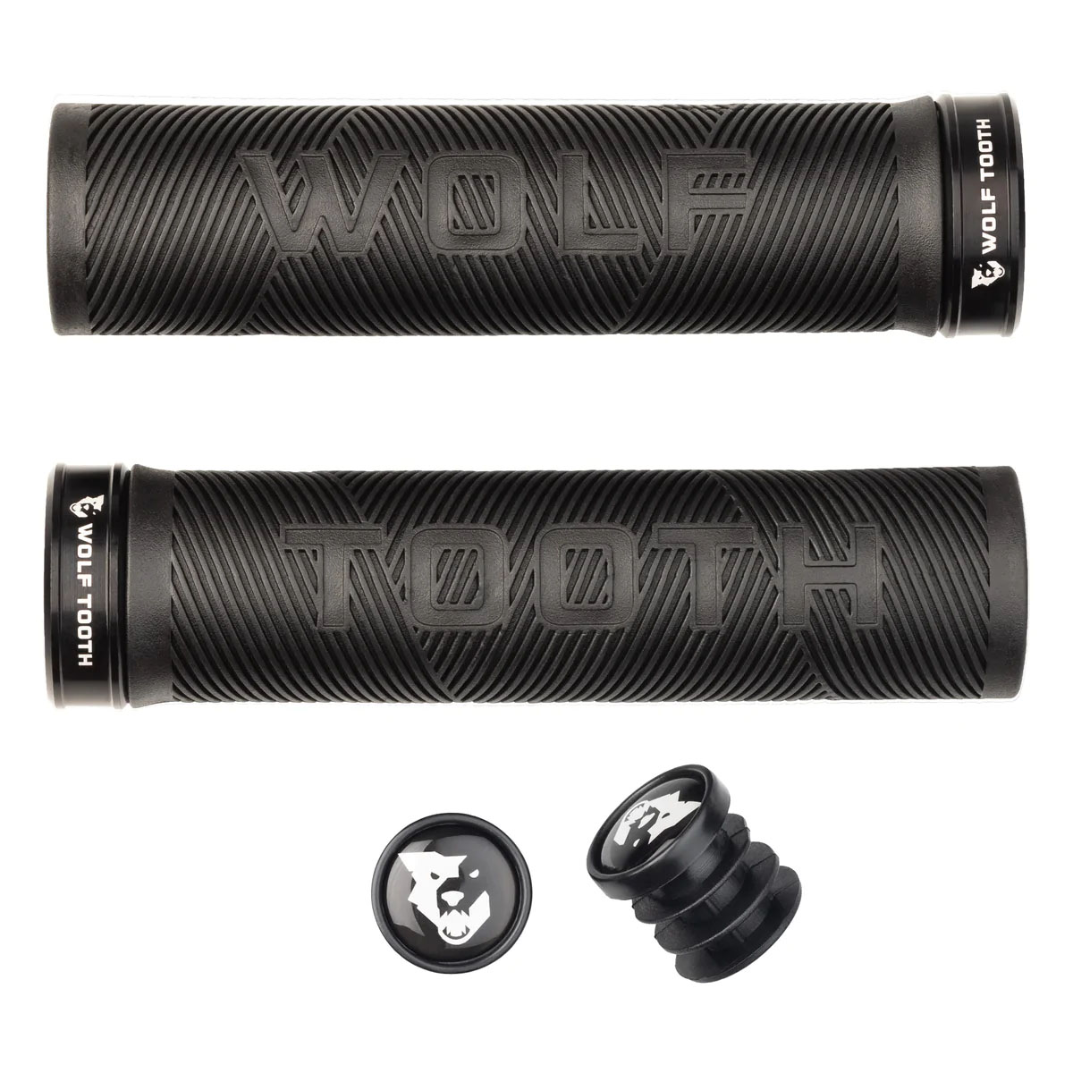 Wolf Tooth Components Echo Lock-On Grip Set, Black/Black