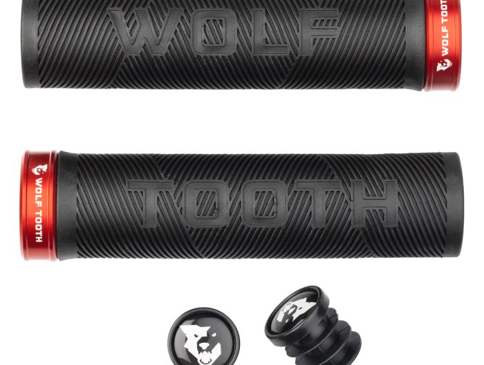 Wolf Tooth Components Echo Lock-On Grip Set, Black/Red