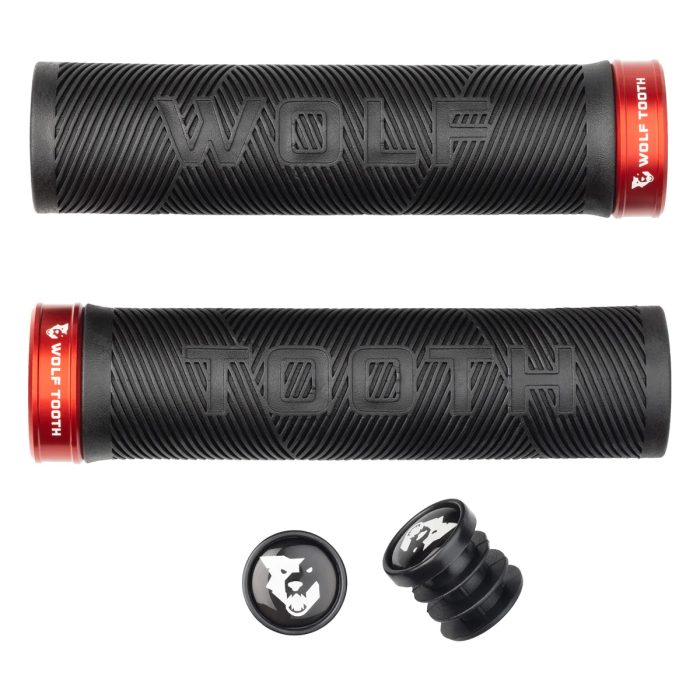 Wolf Tooth Components Echo Lock-On Grip Set, Black/Red