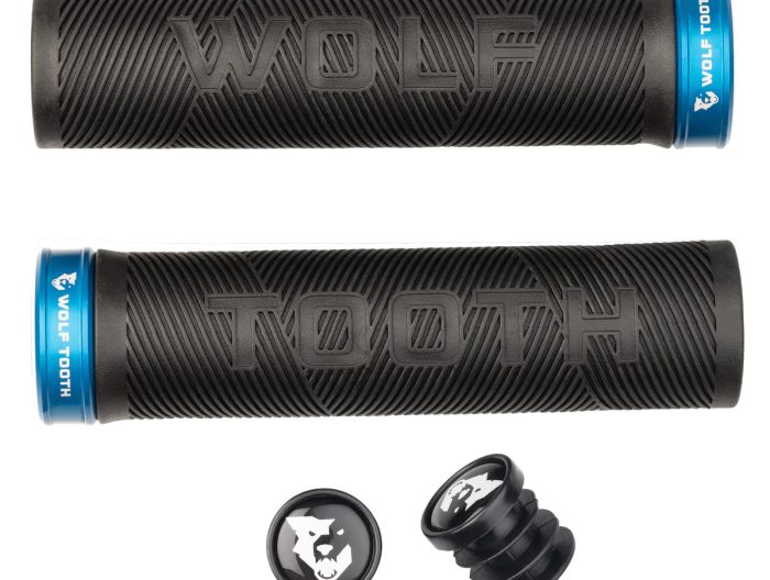 Wolf Tooth Components Echo Lock-On Grip Set, Black/Blue