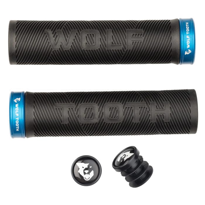 Wolf Tooth Components Echo Lock-On Grip Set, Black/Blue
