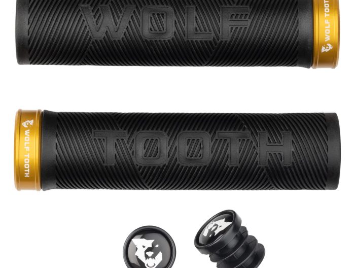 Wolf Tooth Components Echo Lock-On Grip Set, Black/Gold