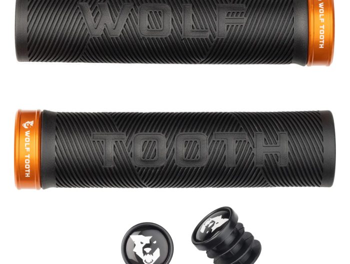 Wolf Tooth Components Echo Lock-On Grip Set, Black/Orange