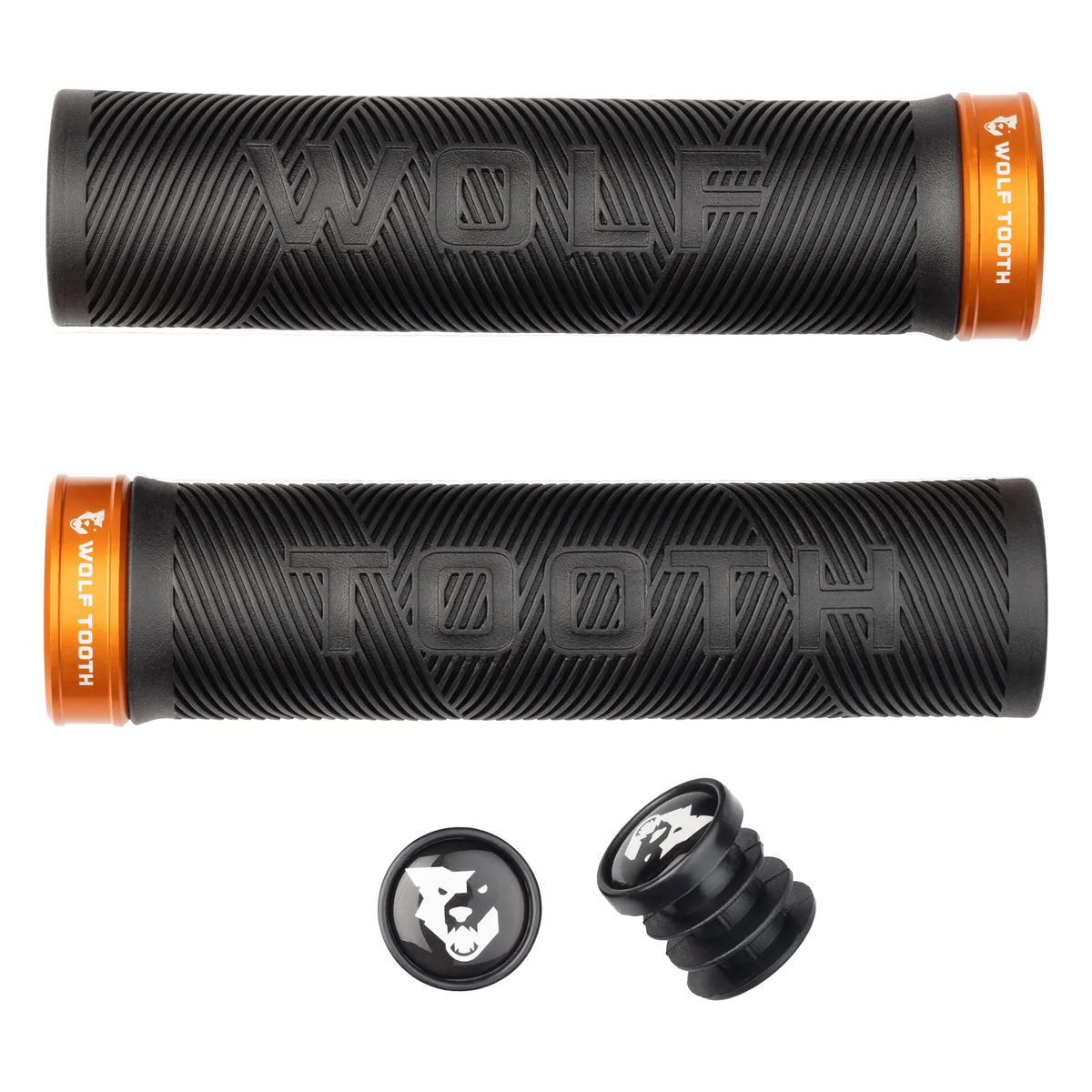 Wolf Tooth Components Echo Lock-On Grip Set, Black/Orange