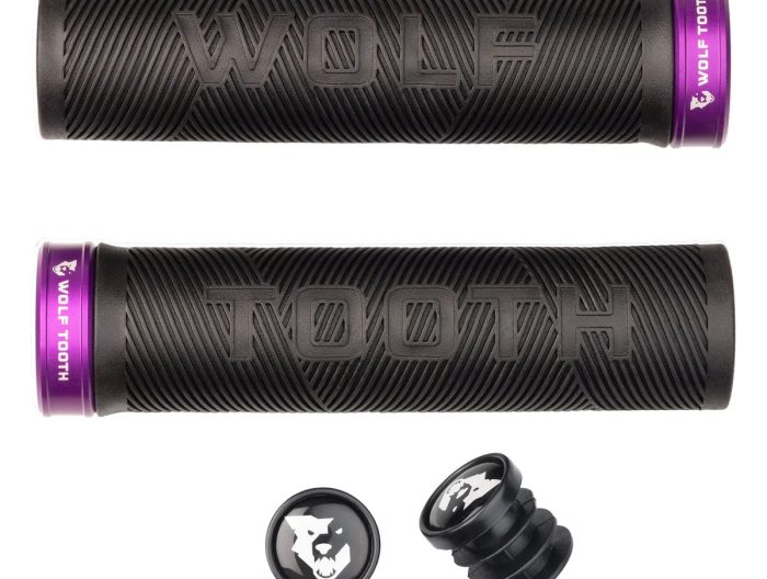 Wolf Tooth Components Echo Lock-On Grip Set, Black/Ultraviolet Purple