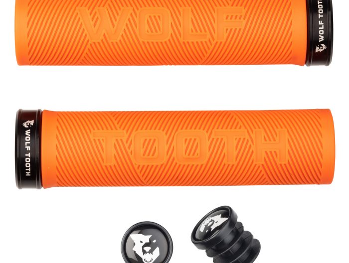 Wolf Tooth Components Echo Lock-On Grip Set, Orange/Black