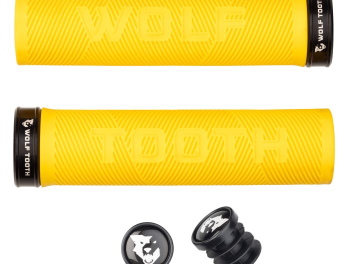 Wolf Tooth Components Echo Lock-On Grip Set, Yellow/Black  NLA