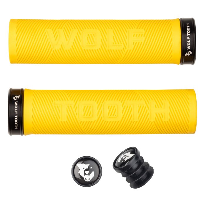 Wolf Tooth Components Echo Lock-On Grip Set, Yellow/Black  NLA