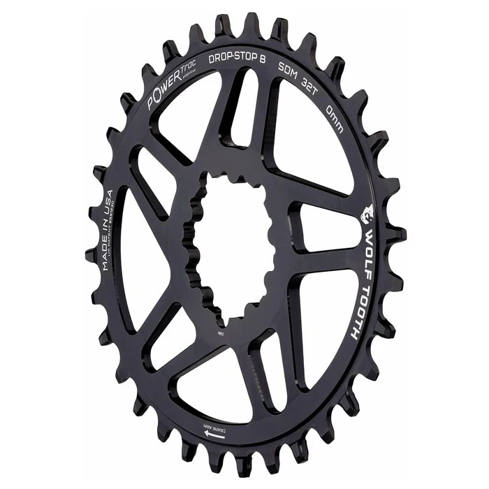 Wolf Tooth Components 0-Offset 3-Bolt Oval Chainring (DropStop-B), 32T, Blac
