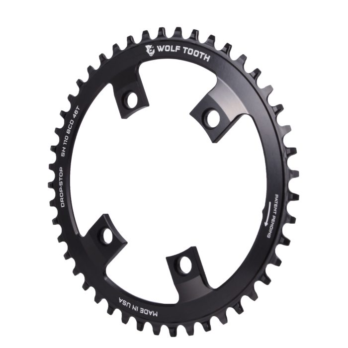 Wolf Tooth Components Road/CX/Gravel Chainring, 110BCD (4-Bolt) 46T, Black