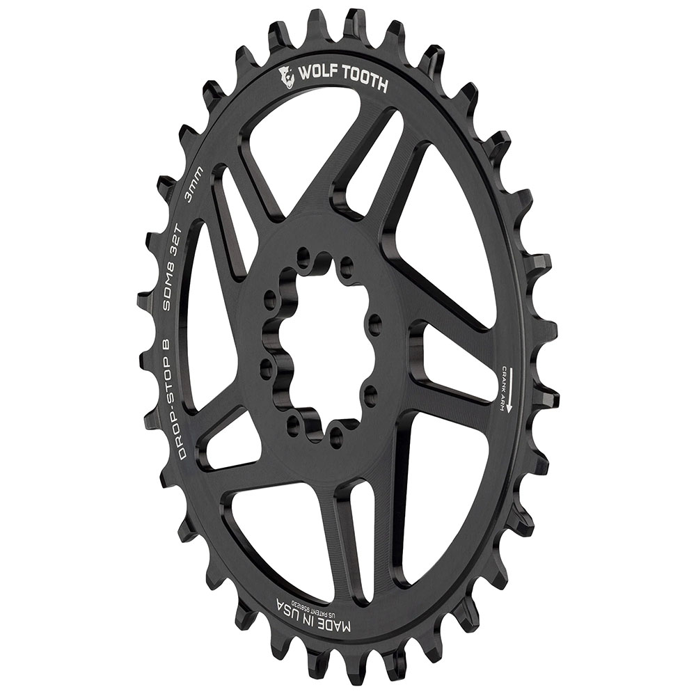 Wolf Tooth Components 8-Bolt Direct Mount Ring (3mm Offset), 34T, Blk