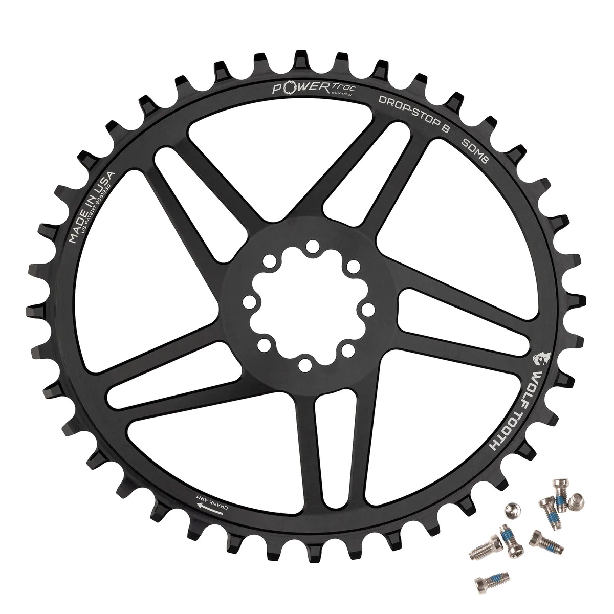 Wolf Tooth Components Ellipticall 8-Bolt Chainring (Flat Top), 40T, Black