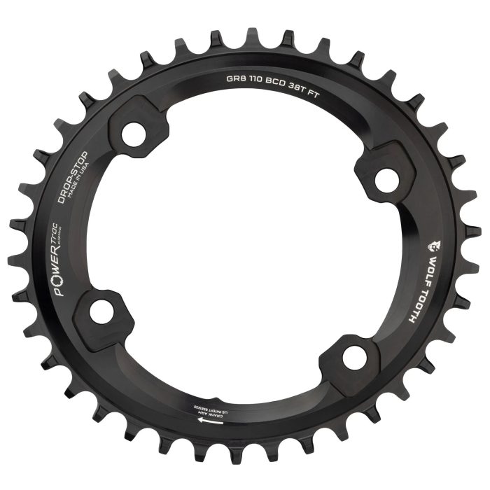 Wolf Tooth Components Elliptical Shim GRX Chainring, 110BCD(4-Bolt) 38T, Blk