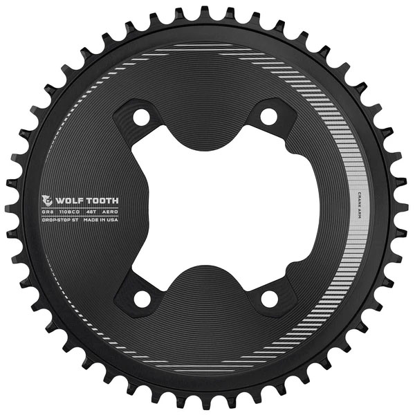 Wolf Tooth Components Aero GRX Chainring, ST, 110BCD (4-Bolt) 48T, Black