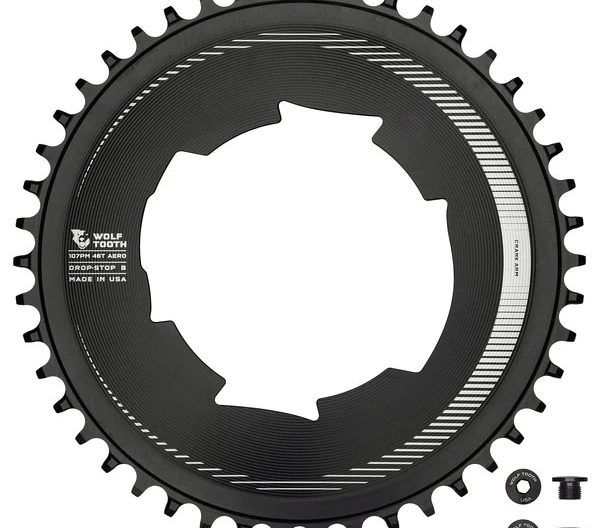 Wolf Tooth Components Aero Chainring, 107 BCD, Drop-Stop B, 46T, Blk