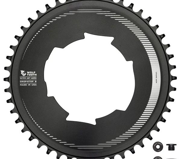 Wolf Tooth Components Aero Chainring, 107 BCD, Drop-Stop B, 48T, Blk