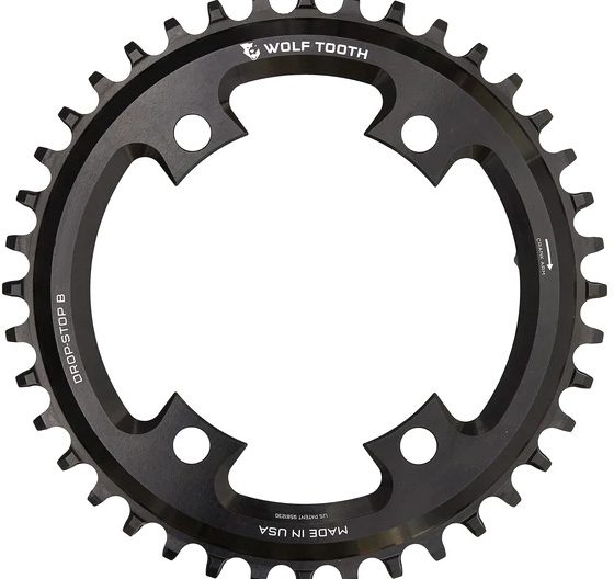 Wolf Tooth Components 107 BCD Road Chainring (Flat Top), 44T, Blk