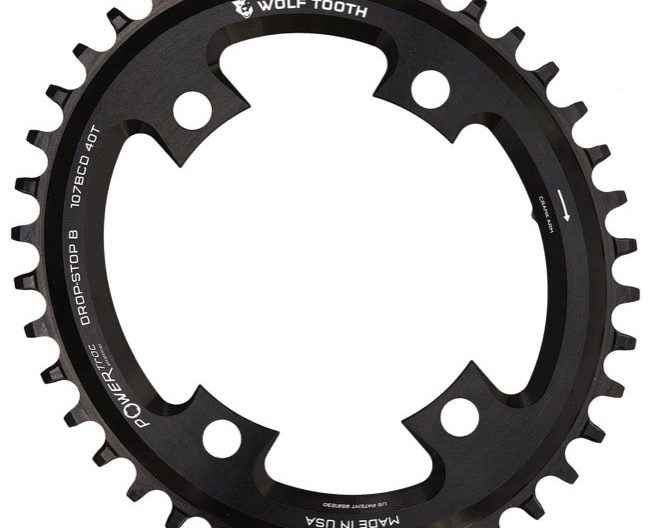 Wolf Tooth Components 107 BCD Elliptical Road Chainring (Flat Top), 42T, Blk