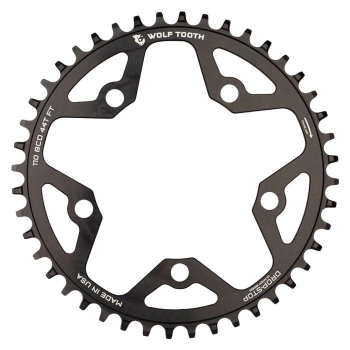 Wolf Tooth Components 5x110BCD CX/Road (Flat Top) Chainring, 44T, Black