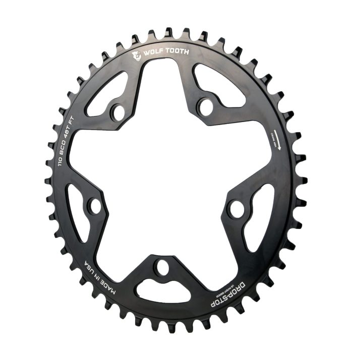 Wolf Tooth Components 5x110BCD CX/Road (Flat Top) Chainring, 46T, Black