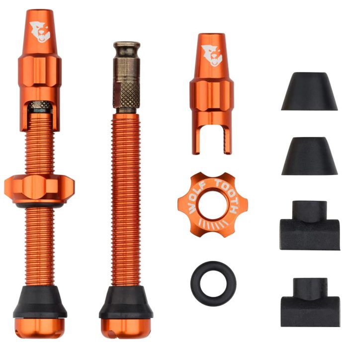 Wolf Tooth Components Tubeless Valve Stem Kit, Clik Valve, 44mm, Orange